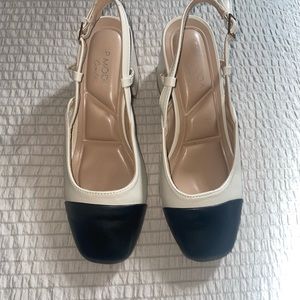 Moda Women's Black and Cream Slingback Shoes